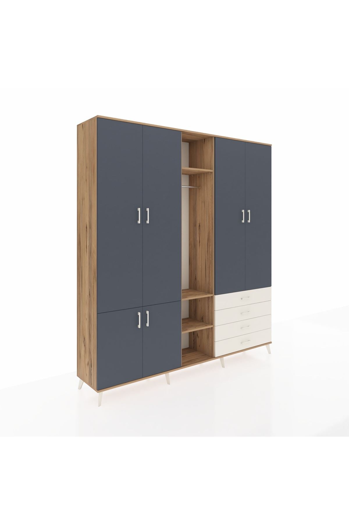 Hyperion Dolap 14 Raflı 4 Çekmeceli Tek Askılı 220x44x243 - S553M022V25B