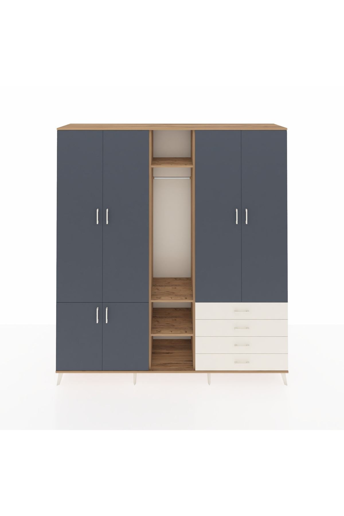 Hyperion Dolap 14 Raflı 4 Çekmeceli Tek Askılı 220x44x243 - S553M022V25B