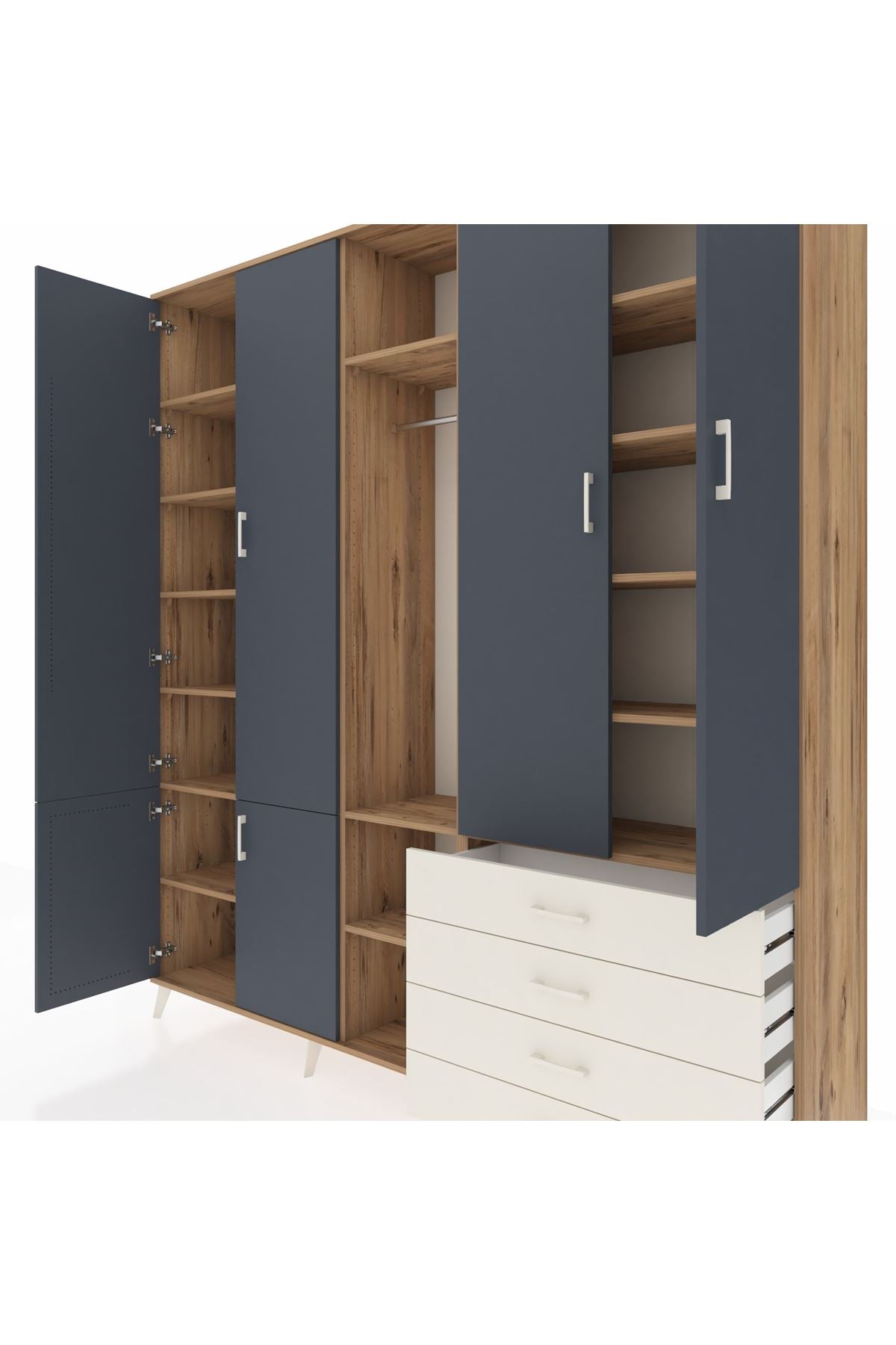 Hyperion Dolap 14 Raflı 4 Çekmeceli Tek Askılı 220x44x243 - S553M022V25B