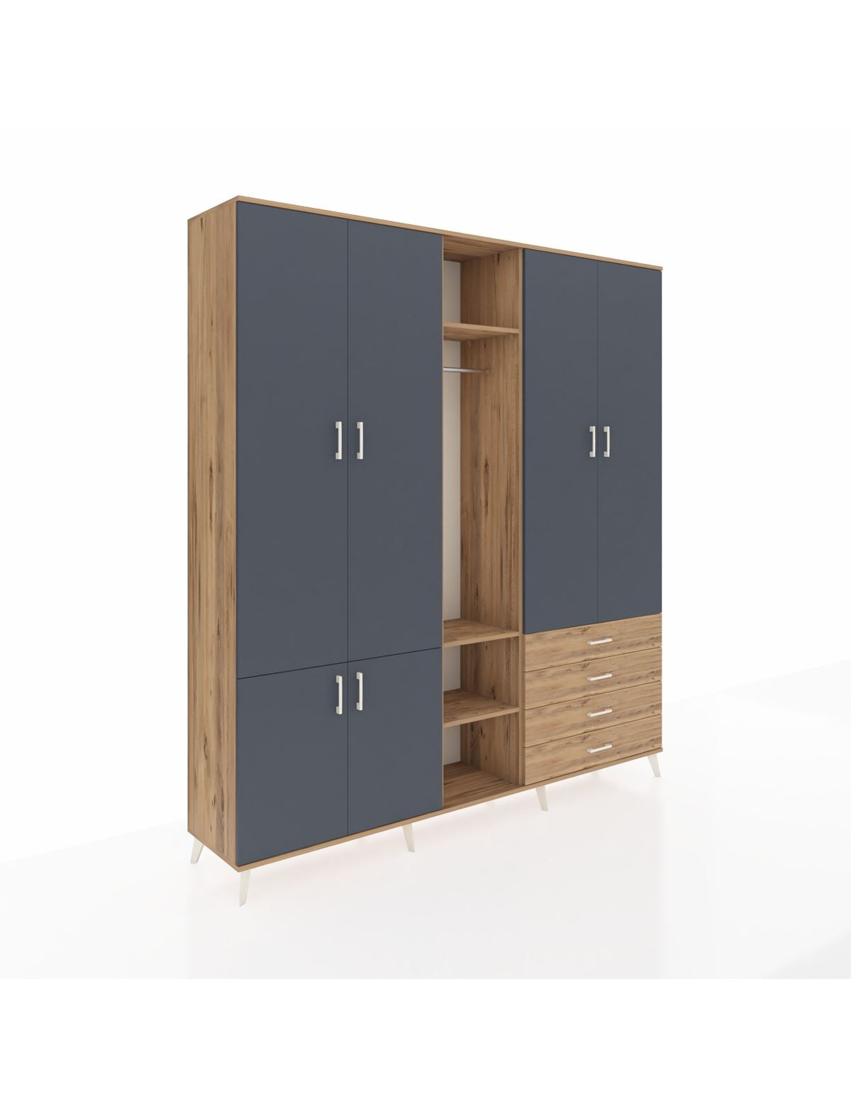 Hyperion Dolap 14 Raflı 4 Çekmeceli Tek Askılı 220x44x243 - S553M022V27B