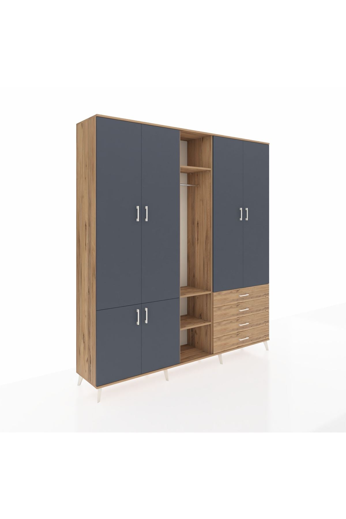 Hyperion Dolap 14 Raflı 4 Çekmeceli Tek Askılı 220x44x243 - S553M022V27B