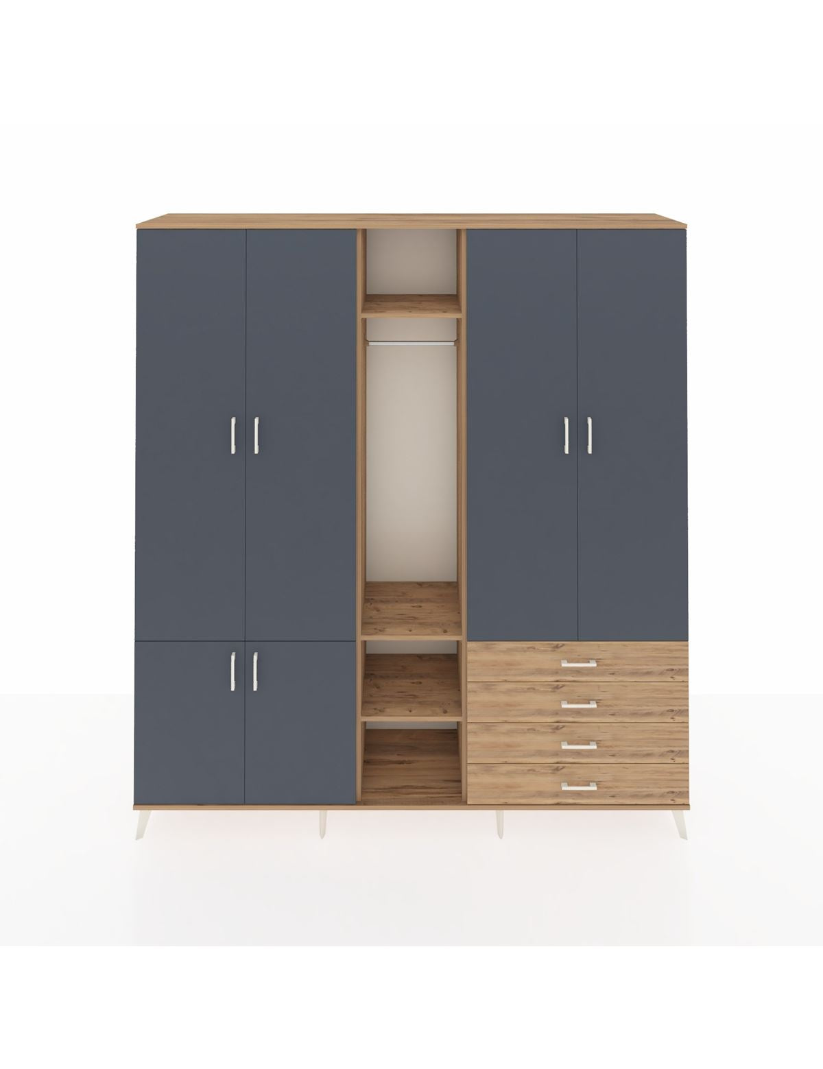 Hyperion Dolap 14 Raflı 4 Çekmeceli Tek Askılı 220x44x243 - S553M022V27B