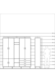 Hyperion Dolap 14 Raflı 4 Çekmeceli Tek Askılı 220x44x243 - S553M022V25B