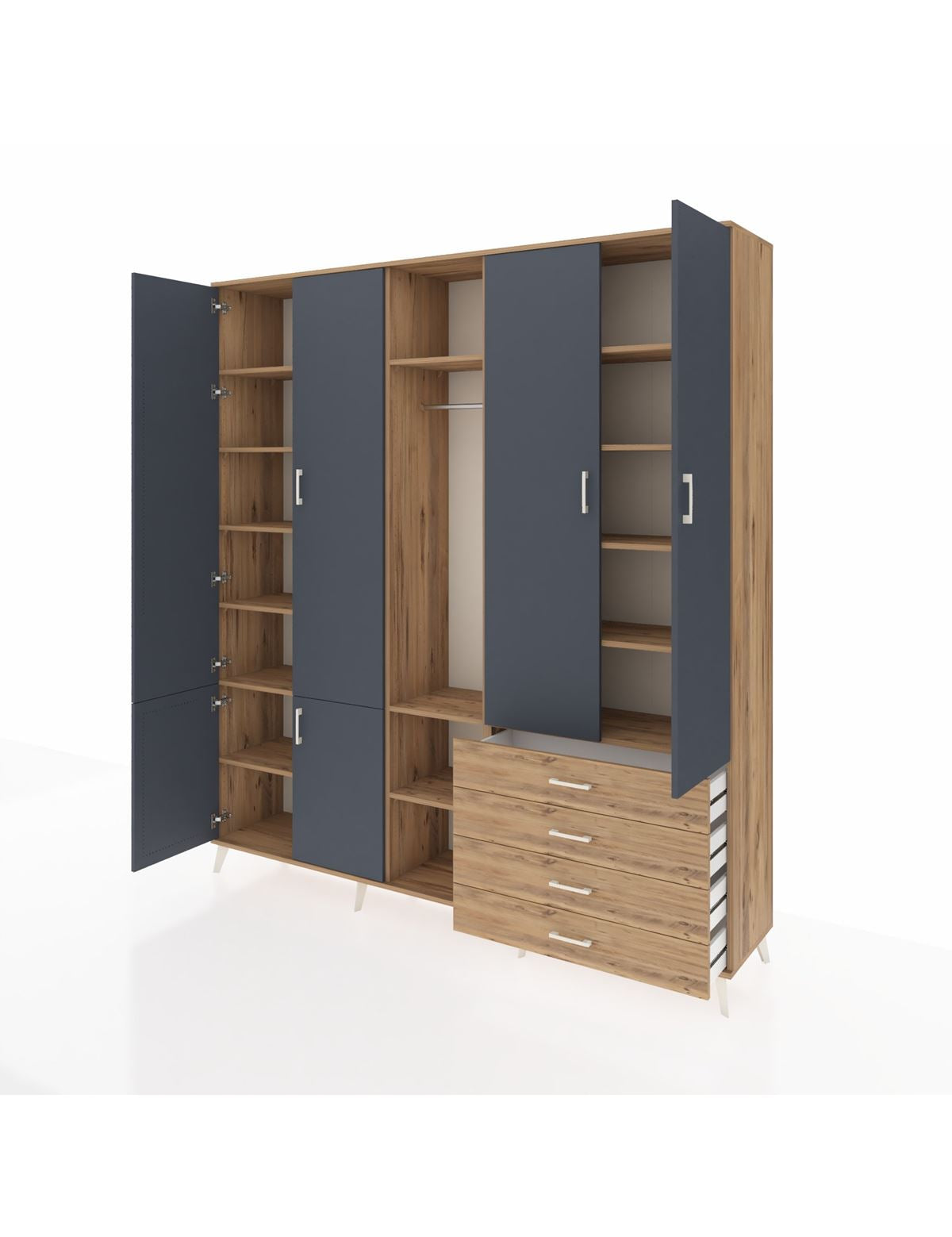 Hyperion Dolap 14 Raflı 4 Çekmeceli Tek Askılı 220x44x243 - S553M022V27B