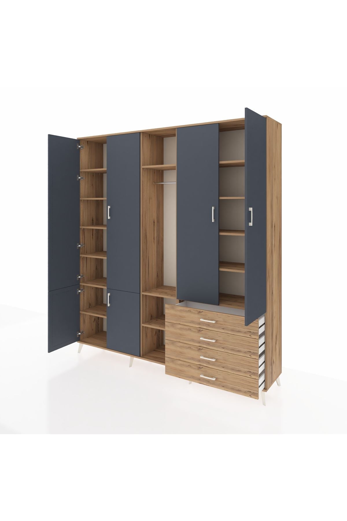 Hyperion Dolap 14 Raflı 4 Çekmeceli Tek Askılı 220x44x243 - S553M022V27B