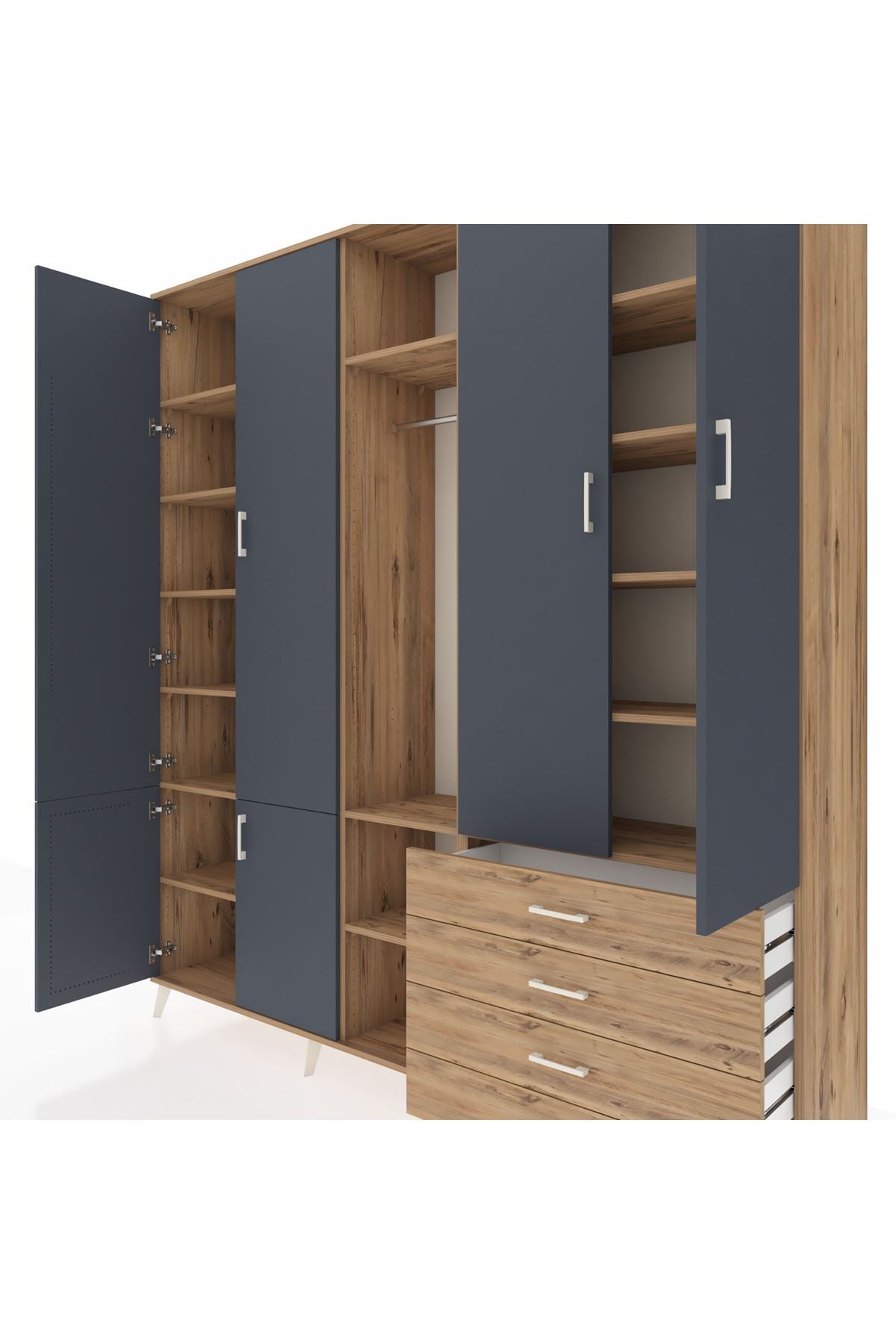 Hyperion Dolap 14 Raflı 4 Çekmeceli Tek Askılı 220x44x243 - S553M022V27B