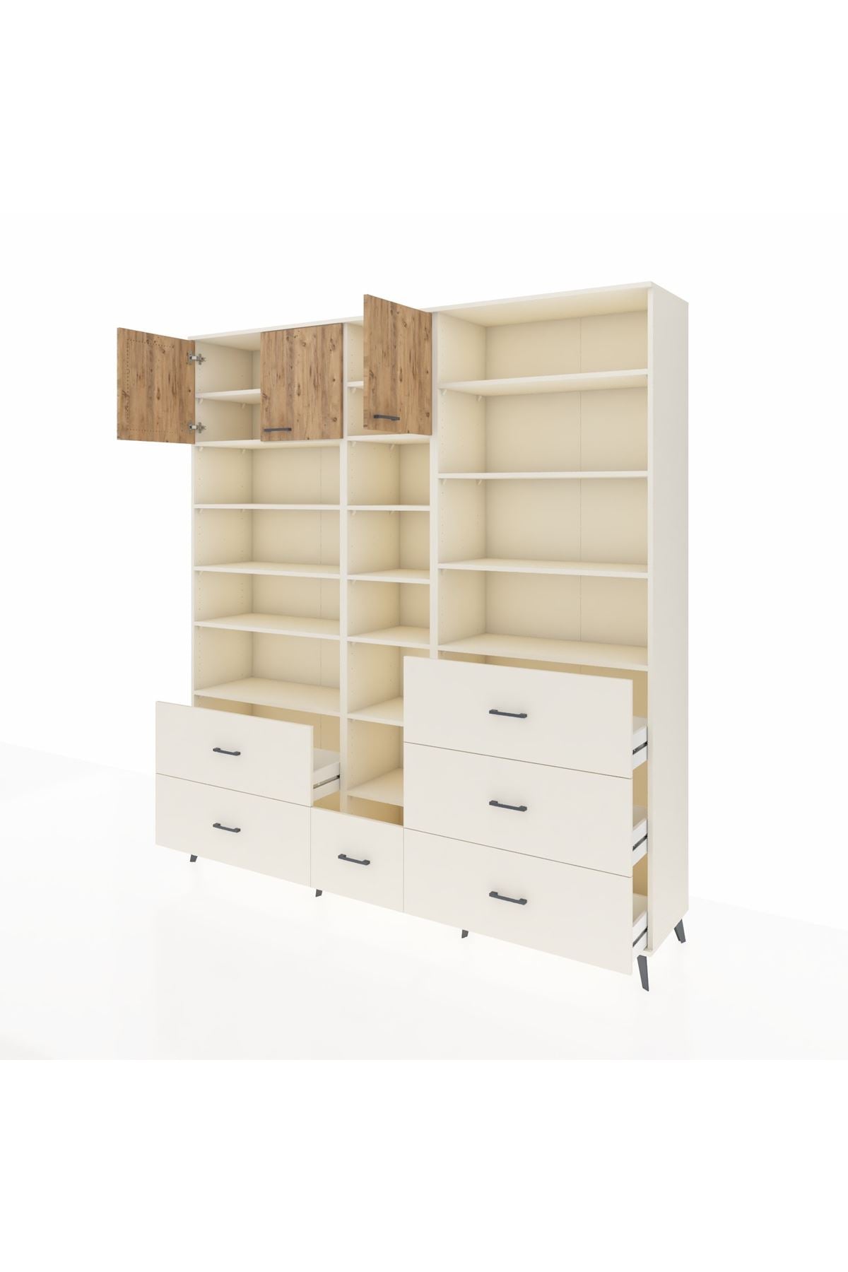 Hyperion Dolap 17 Raflı 6 Çekmeceli 3 Kapaklı 220x44x243 Aytaşı-Çam/Aytaşı