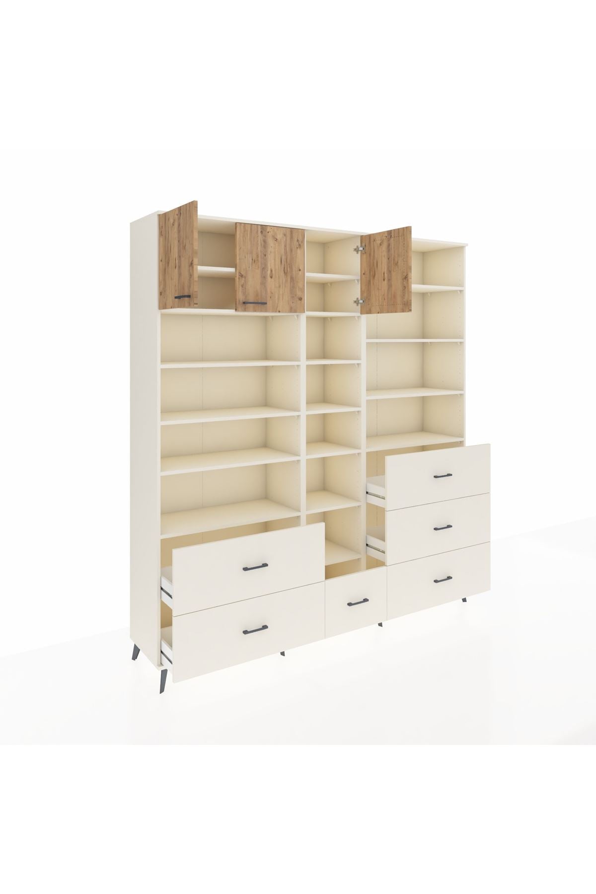 Hyperion Dolap 17 Raflı 6 Çekmeceli 3 Kapaklı 220x44x243 Aytaşı-Çam/Aytaşı