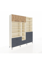 Hyperion Dolap 17 Raflı 6 Çekmeceli 3 Kapaklı 220x44x243 Aytaşı-Çam/Antrasit