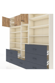 Hyperion Dolap 17 Raflı 6 Çekmeceli 3 Kapaklı 220x44x243 Aytaşı-Çam/Antrasit