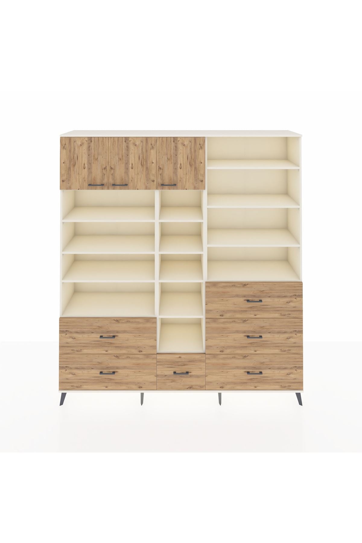 Hyperion Dolap 17 Raflı 6 Çekmeceli 3 Kapaklı 220x44x243 Aytaşı-Çam/Çam