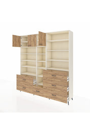 Hyperion Dolap 17 Raflı 6 Çekmeceli 3 Kapaklı 220x44x243 Aytaşı-Çam/Çam
