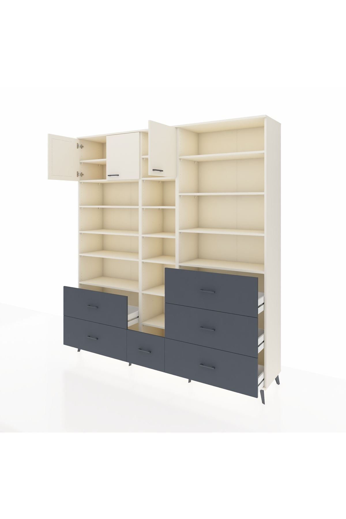 Hyperion Dolap 17 Raflı 6 Çekmeceli 3 Kapaklı 220x44x243 Aytaşı-Aytaşı/Antrasit