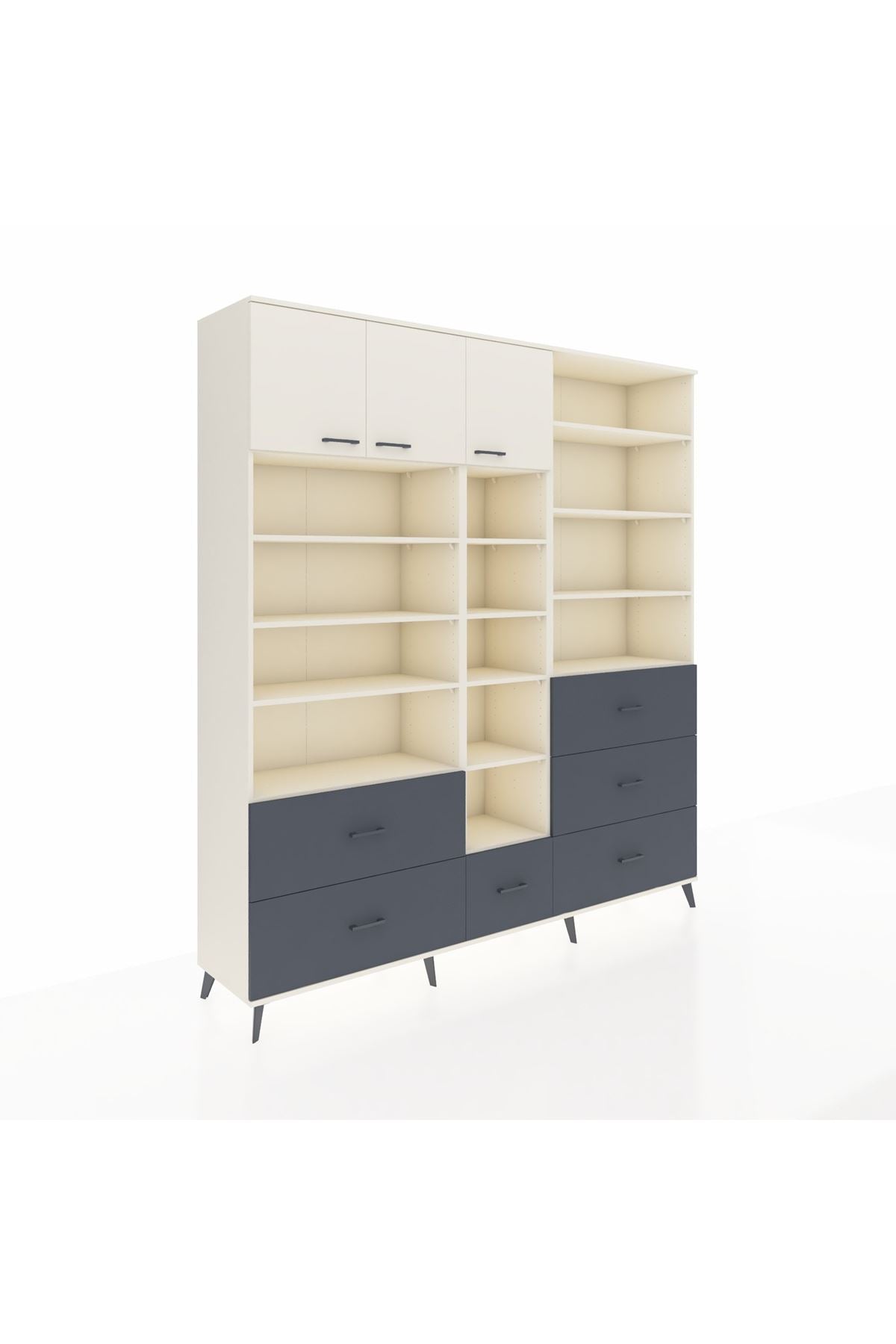 Hyperion Dolap 17 Raflı 6 Çekmeceli 3 Kapaklı 220x44x243 Aytaşı-Aytaşı/Antrasit