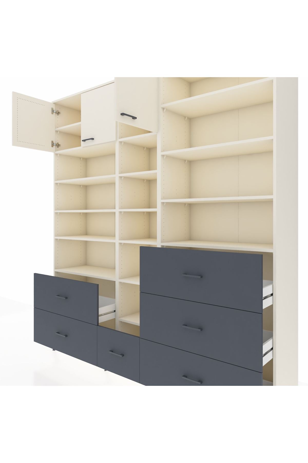 Hyperion Dolap 17 Raflı 6 Çekmeceli 3 Kapaklı 220x44x243 Aytaşı-Aytaşı/Antrasit