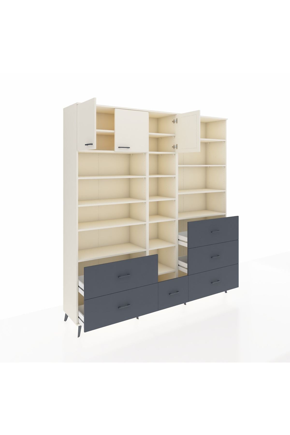 Hyperion Dolap 17 Raflı 6 Çekmeceli 3 Kapaklı 220x44x243 Aytaşı-Aytaşı/Antrasit