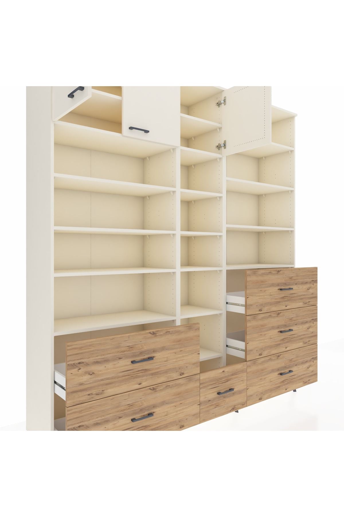 Hyperion Dolap 17 Raflı 6 Çekmeceli 3 Kapaklı 220x44x243 Aytaşı-Aytaşı/Çam