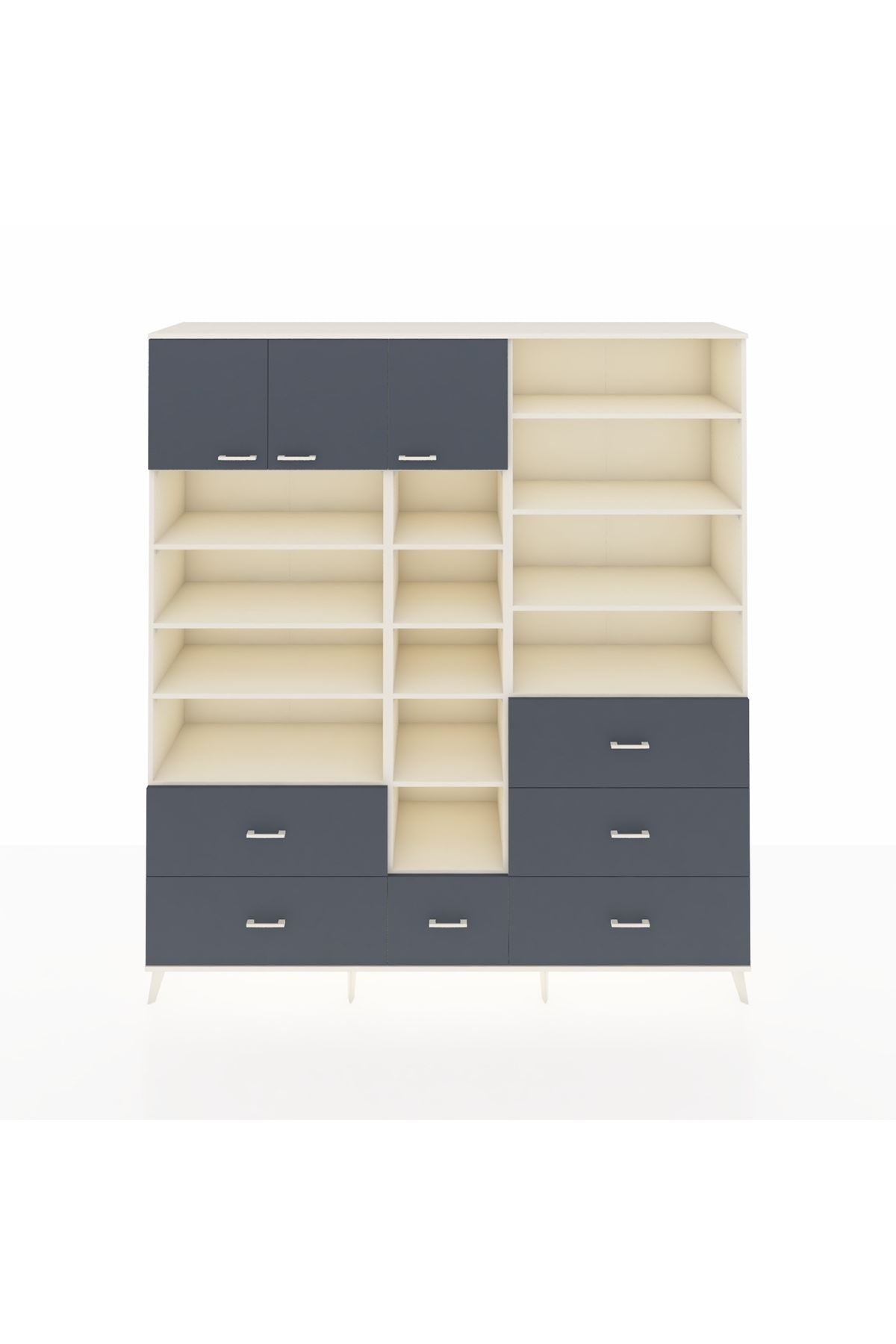 Hyperion Dolap 17 Raflı 6 Çekmeceli 3 Kapaklı 220x44x243 Aytaşı-Antrasit/Antrasit