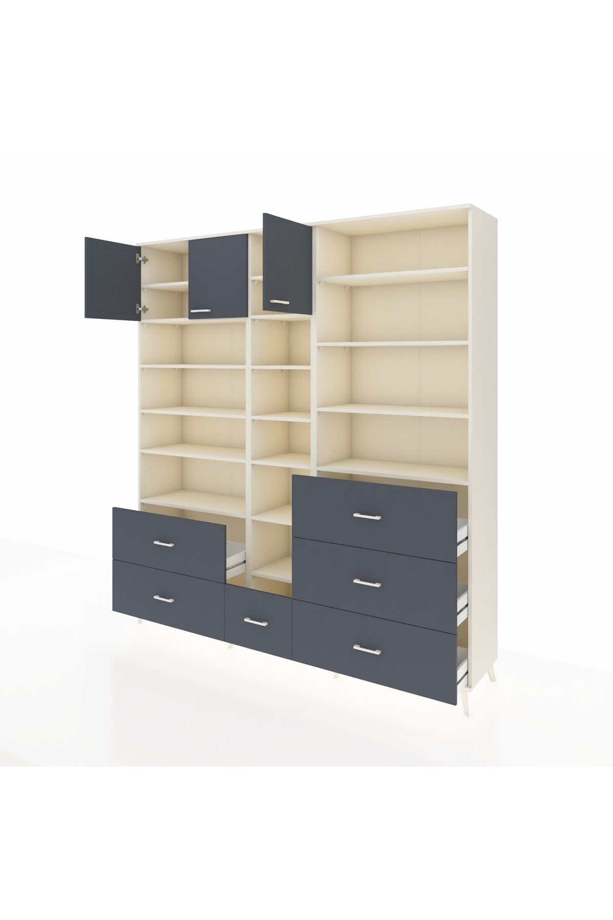 Hyperion Dolap 17 Raflı 6 Çekmeceli 3 Kapaklı 220x44x243 Aytaşı-Antrasit/Antrasit