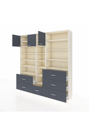 Hyperion Dolap 17 Raflı 6 Çekmeceli 3 Kapaklı 220x44x243 Aytaşı-Antrasit/Antrasit