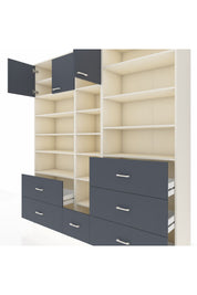 Hyperion Dolap 17 Raflı 6 Çekmeceli 3 Kapaklı 220x44x243 Aytaşı-Antrasit/Antrasit