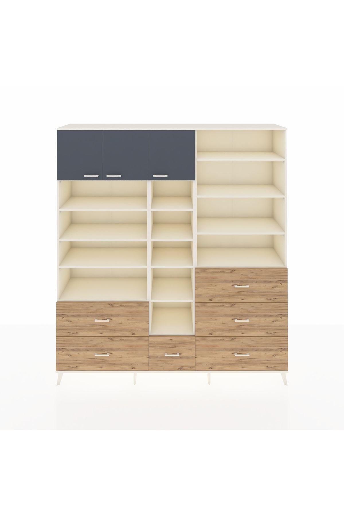 Hyperion Dolap 17 Raflı 6 Çekmeceli 3 Kapaklı 220x44x243 Aytaşı-Antrasit/Çam