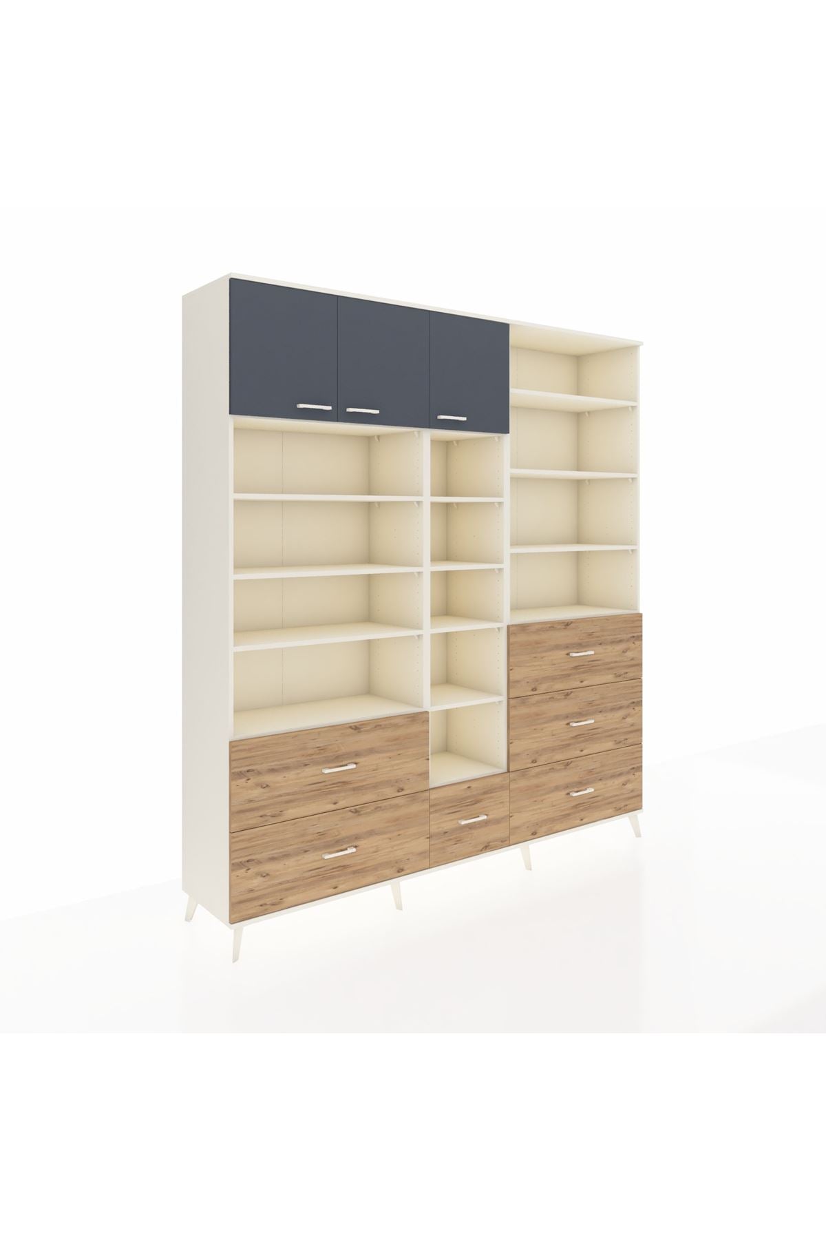 Hyperion Dolap 17 Raflı 6 Çekmeceli 3 Kapaklı 220x44x243 Aytaşı-Antrasit/Çam