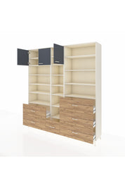 Hyperion Dolap 17 Raflı 6 Çekmeceli 3 Kapaklı 220x44x243 Aytaşı-Antrasit/Çam