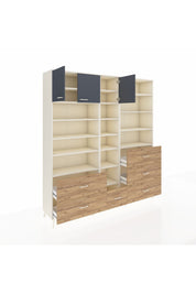 Hyperion Dolap 17 Raflı 6 Çekmeceli 3 Kapaklı 220x44x243 Aytaşı-Antrasit/Çam