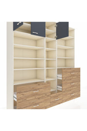 Hyperion Dolap 17 Raflı 6 Çekmeceli 3 Kapaklı 220x44x243 Aytaşı-Antrasit/Çam