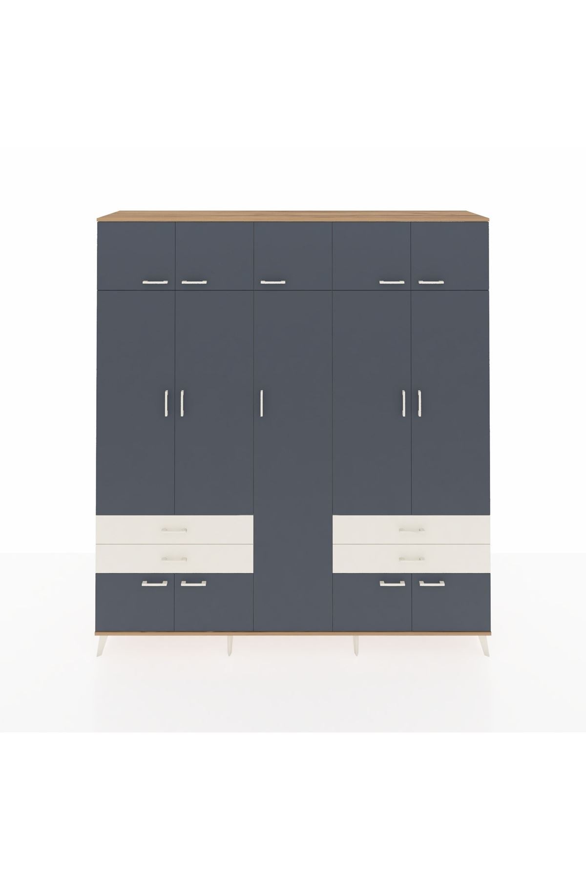 Hyperion Dolap 12 Raflı 4 Çekmeceli 2 Askılı 220x44x243 - S553M011V25B