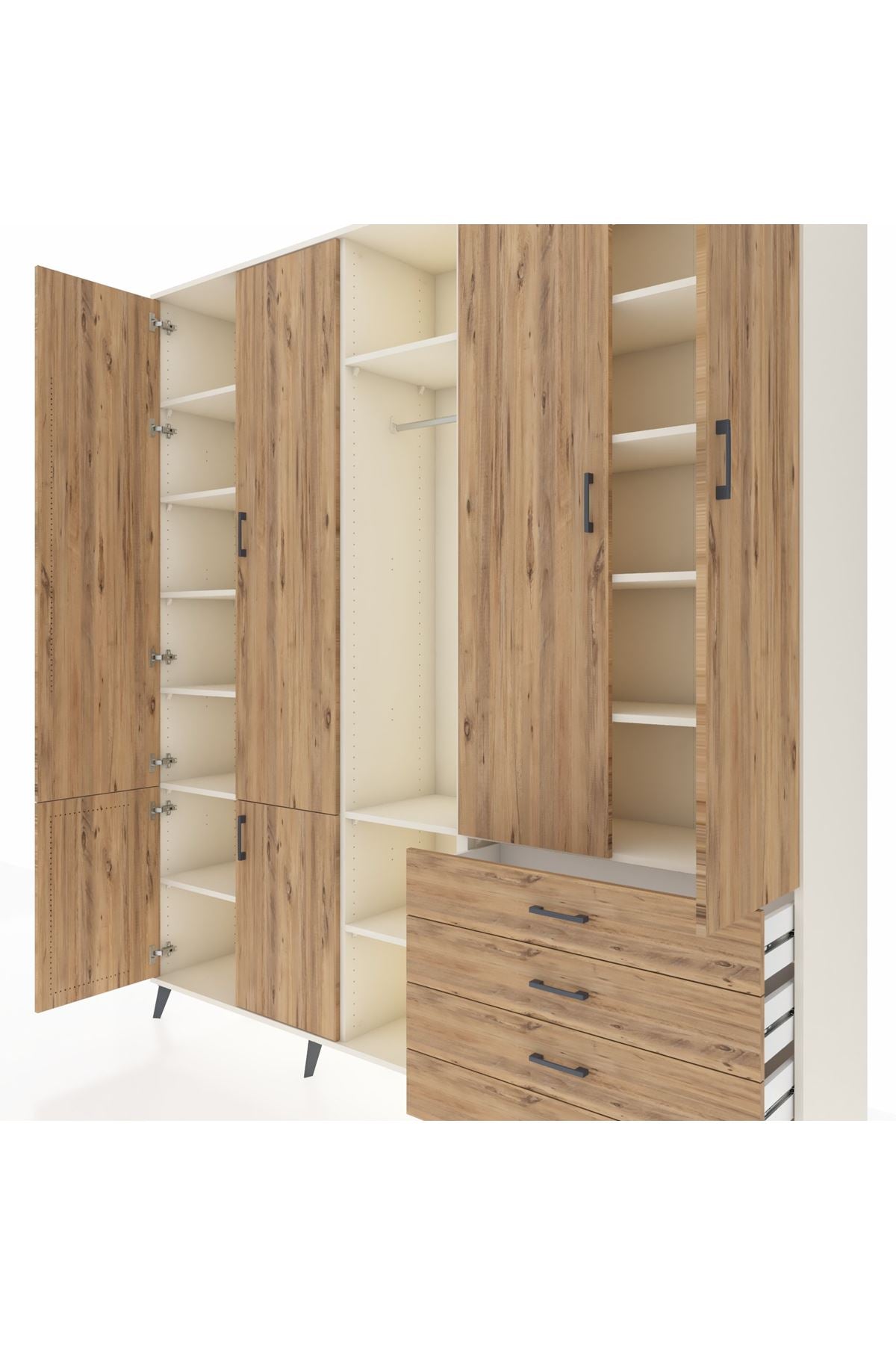 Hyperion Dolap 14 Raflı 4 Çekmeceli Tek Askılı 220x44x243 - S553M022V03B