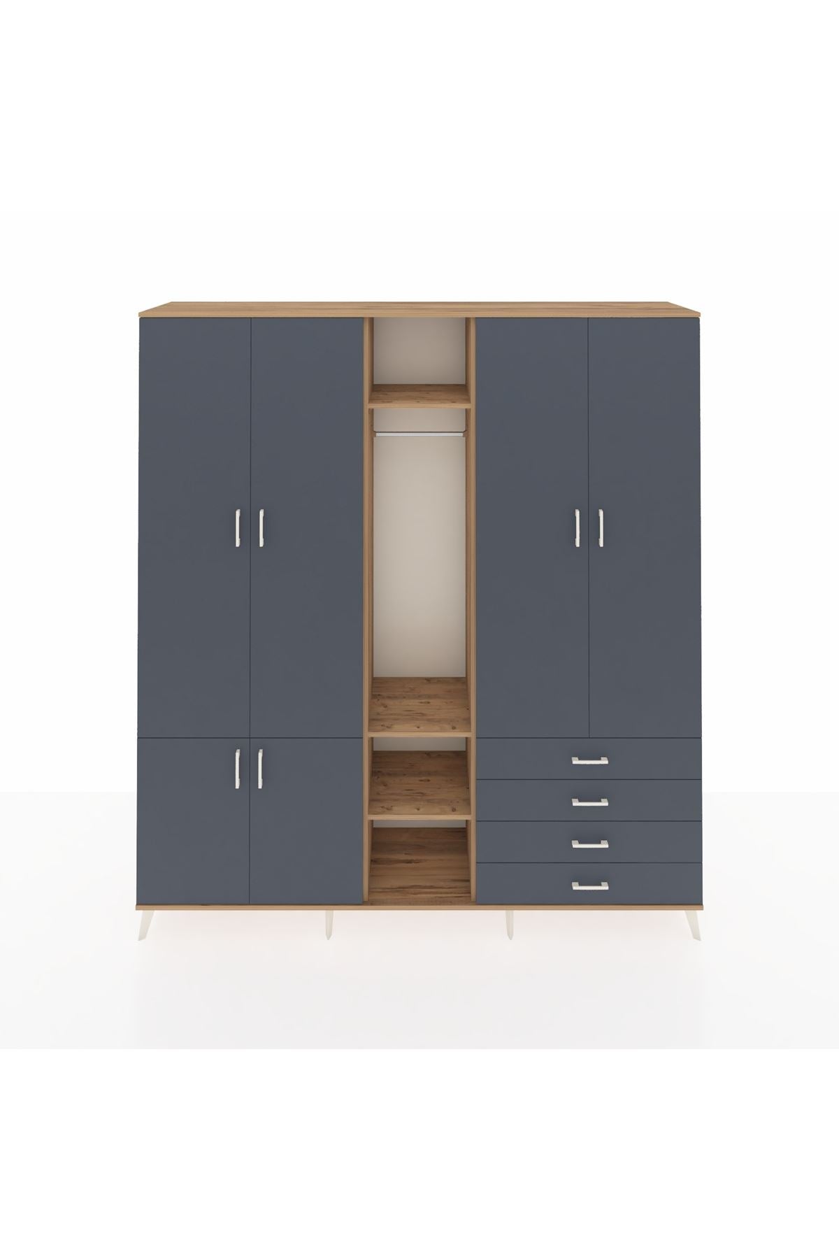 Hyperion Dolap 14 Raflı 4 Çekmeceli Tek Askılı 220x44x243 - S553M022V26B