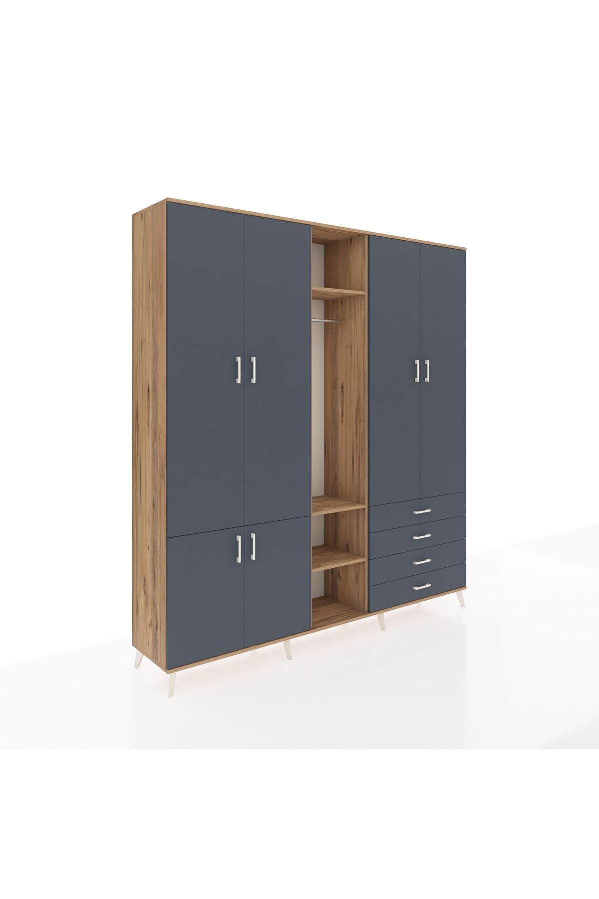 Hyperion Dolap 14 Raflı 4 Çekmeceli Tek Askılı 220x44x243 - S553M022V26B