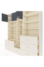 Hyperion Dolap 17 Raflı 6 Çekmeceli 3 Kapaklı 220x44x243 Aytaşı-Antrasit/Aytaşı