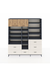 Hyperion Dolap 17 Raflı 6 Çekmeceli 3 Kapaklı 220x44x243 Antrasit-Çam/Aytaşı