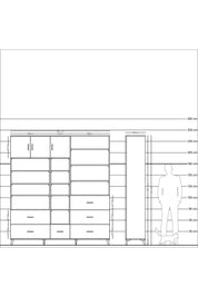 Hyperion Dolap 17 Raflı 6 Çekmeceli 3 Kapaklı 220x44x243 Aytaşı-Antrasit/Aytaşı