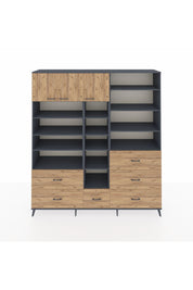 Hyperion Dolap 17 Raflı 6 Çekmeceli 3 Kapaklı 220x44x243 Antrasit-Çam/Çam