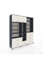 Hyperion Dolap 17 Raflı 6 Çekmeceli 3 Kapaklı 220x44x243 Antrasit-Aytaşı/Aytaşı