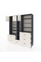 Hyperion Dolap 17 Raflı 6 Çekmeceli 3 Kapaklı 220x44x243 Antrasit-Aytaşı/Aytaşı