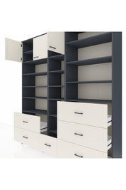 Hyperion Dolap 17 Raflı 6 Çekmeceli 3 Kapaklı 220x44x243 Antrasit-Aytaşı/Aytaşı