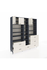 Hyperion Dolap 17 Raflı 6 Çekmeceli 3 Kapaklı 220x44x243 Antrasit-Aytaşı/Aytaşı