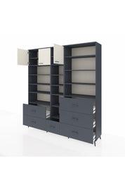 Hyperion Dolap 17 Raflı 6 Çekmeceli 3 Kapaklı 220x44x243 Antrasit-Aytaşı/Antrasit