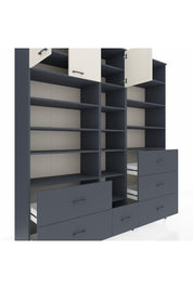 Hyperion Dolap 17 Raflı 6 Çekmeceli 3 Kapaklı 220x44x243 Antrasit-Aytaşı/Antrasit