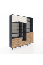 Hyperion Dolap 17 Raflı 6 Çekmeceli 3 Kapaklı 220x44x243 Antrasit-Aytaşı/Çam