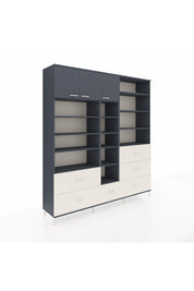 Hyperion Dolap 17 Raflı 6 Çekmeceli 3 Kapaklı 220x44x243 Antrasit-Antrasit/Aytaşı