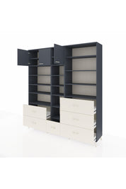 Hyperion Dolap 17 Raflı 6 Çekmeceli 3 Kapaklı 220x44x243 Antrasit-Antrasit/Aytaşı