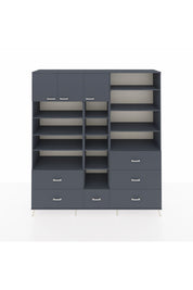 Hyperion Dolap 17 Raflı 6 Çekmeceli 3 Kapaklı 220x44x243 Antrasit-Antrasit/Antrasit