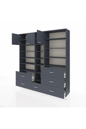 Hyperion Dolap 17 Raflı 6 Çekmeceli 3 Kapaklı 220x44x243 Antrasit-Antrasit/Antrasit