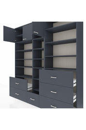 Hyperion Dolap 17 Raflı 6 Çekmeceli 3 Kapaklı 220x44x243 Antrasit-Antrasit/Antrasit